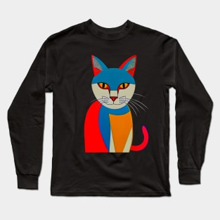 Colorful SmilingPop Art Cat Long Sleeve T-Shirt